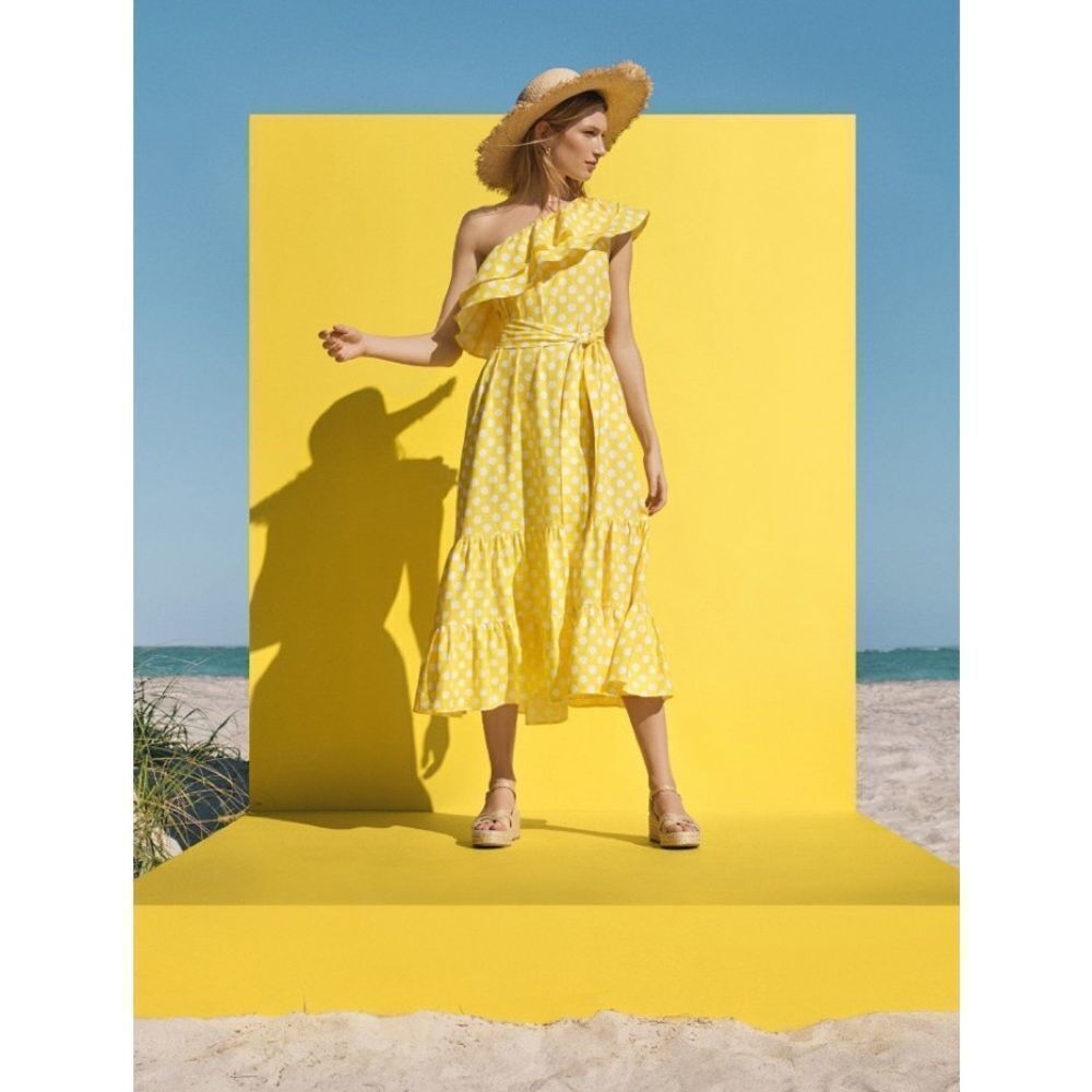 Lisa Marie Fernandez for target linen blend polka dot maxi off the shoulder